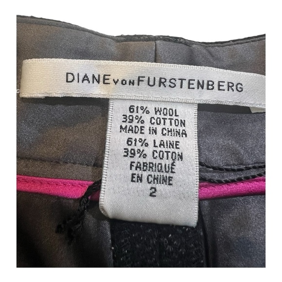 DVF Diane Von Furstenberg Wool Classic Ponte Trousers Speckled Black Grey Size 2 - Picture 13 of 15
